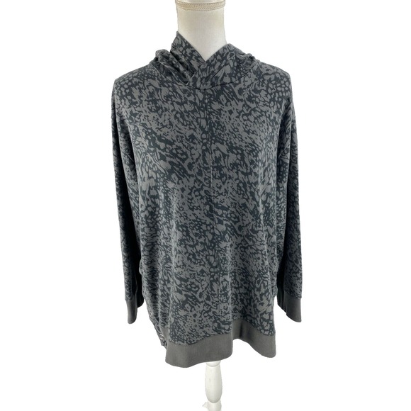 Garnet Hill Womens XL Leopard Animal Printed Side Button‎ Hoodie Sweatshirt - Picture 4 of 11